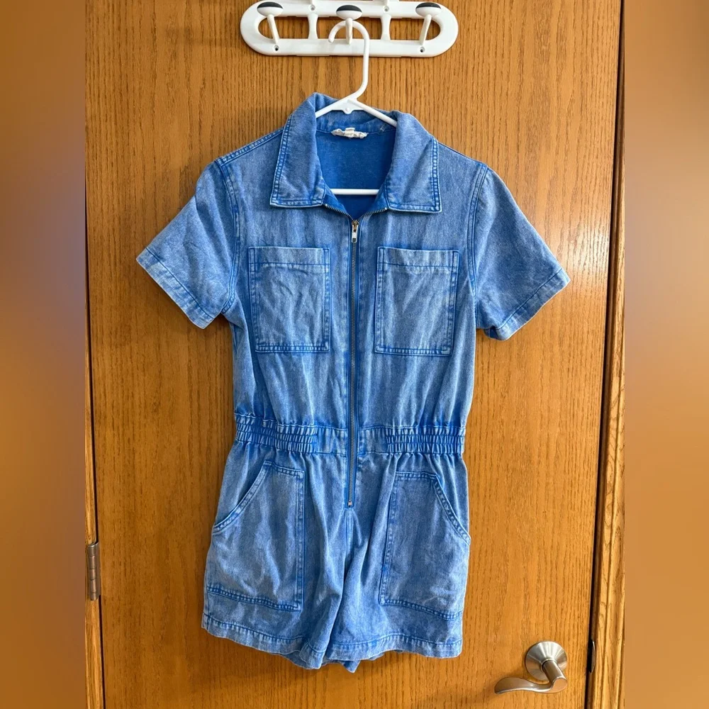 Elan Kelly acid wash romper blue size medium. - Picture 4 of 7